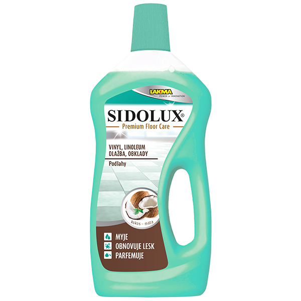 SIDOLUX PREMIUM FLOOR CARE VINYL, LINOLE UM COCO KOKOS MÁTA 750 ml front high